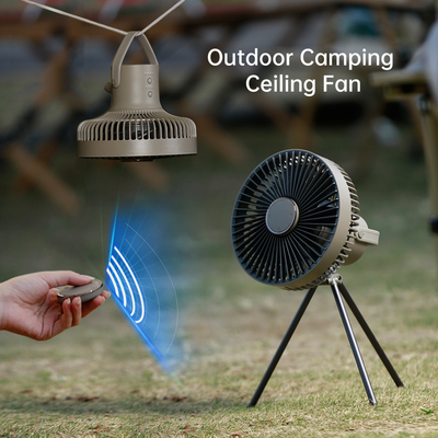 Pil 10000mAh Açık Kamp Fanı ABS Şarj Edilebilir Işık Taşınabilir Mini Tripod Fanı