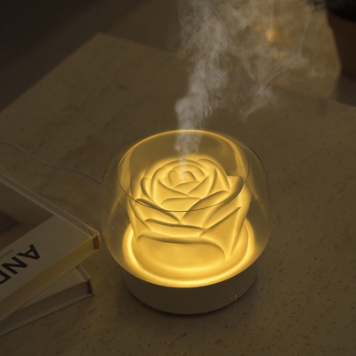 400ml 7 Renkli LED Gece Lambası Esansiyel Yağı Difüzörleri Aroma Difüzörü Çiçek Tasarımı Aromaterapi Difüzörü