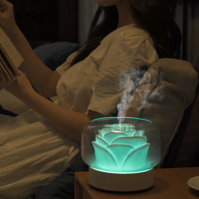 400ml 7 Renkli LED Gece Lambası Esansiyel Yağı Difüzörleri Aroma Difüzörü Çiçek Tasarımı Aromaterapi Difüzörü