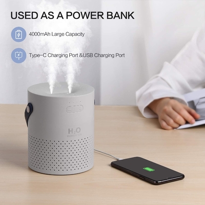 4000mAh Pil Ultrasonik Hava Nemlendirici 1.1L Mini USB Soğuk Mist Nemlendirici